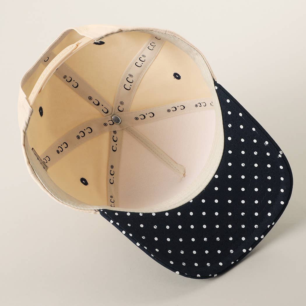 SMALL POLKA DOT Brim Two-Tone Trucker Hat: BRN / One Size