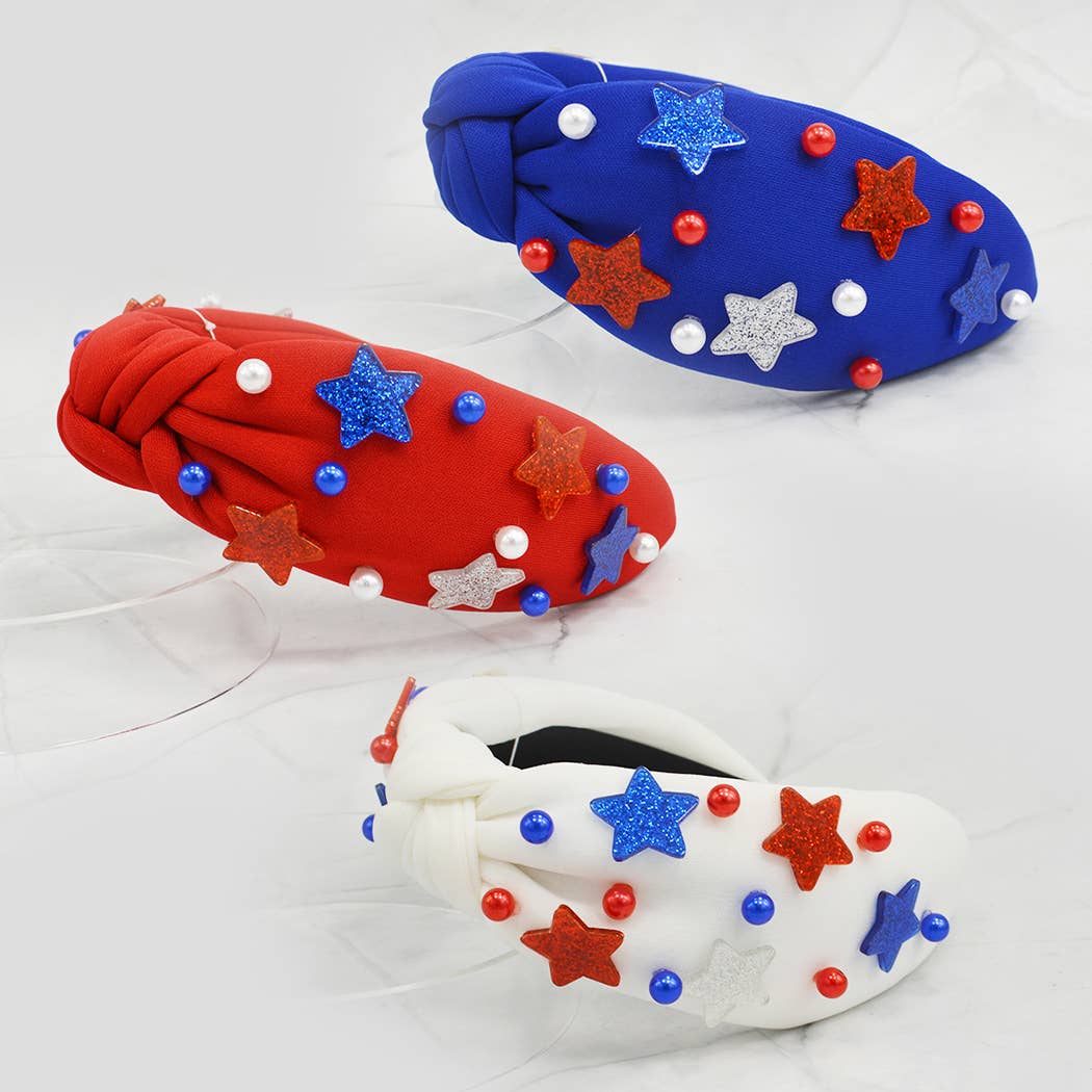US Theme Stars Designed Knot Headband: WHT / ONE SIZE