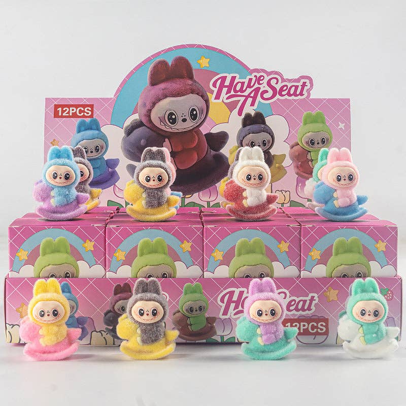Flocking cute monster Ornaments Gift Blind Box-12pcs: Adventure