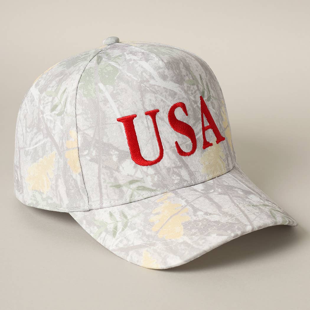 USA Letter Embroidery Camo Print Baseball Cap: BEIGE CAMO-BEIGE / ONE SIZE