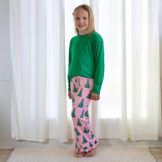 Girl's Noelle Tree Ruffle Sleep Pants   Light Pink/Multi   -Asst.: Small (6-7)
