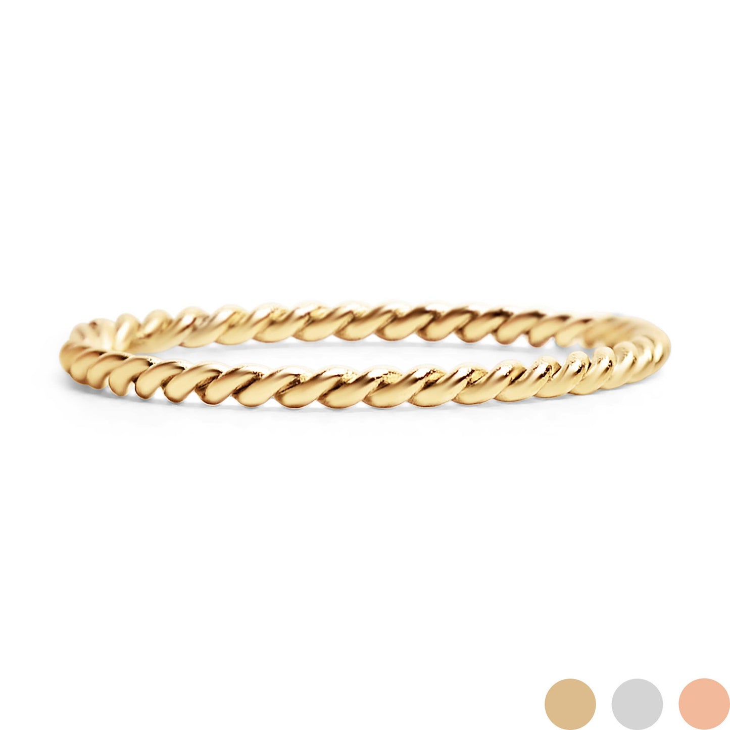 Stainless Steel Braided Stacking Ring - Hypoallergenic: Gold / 5