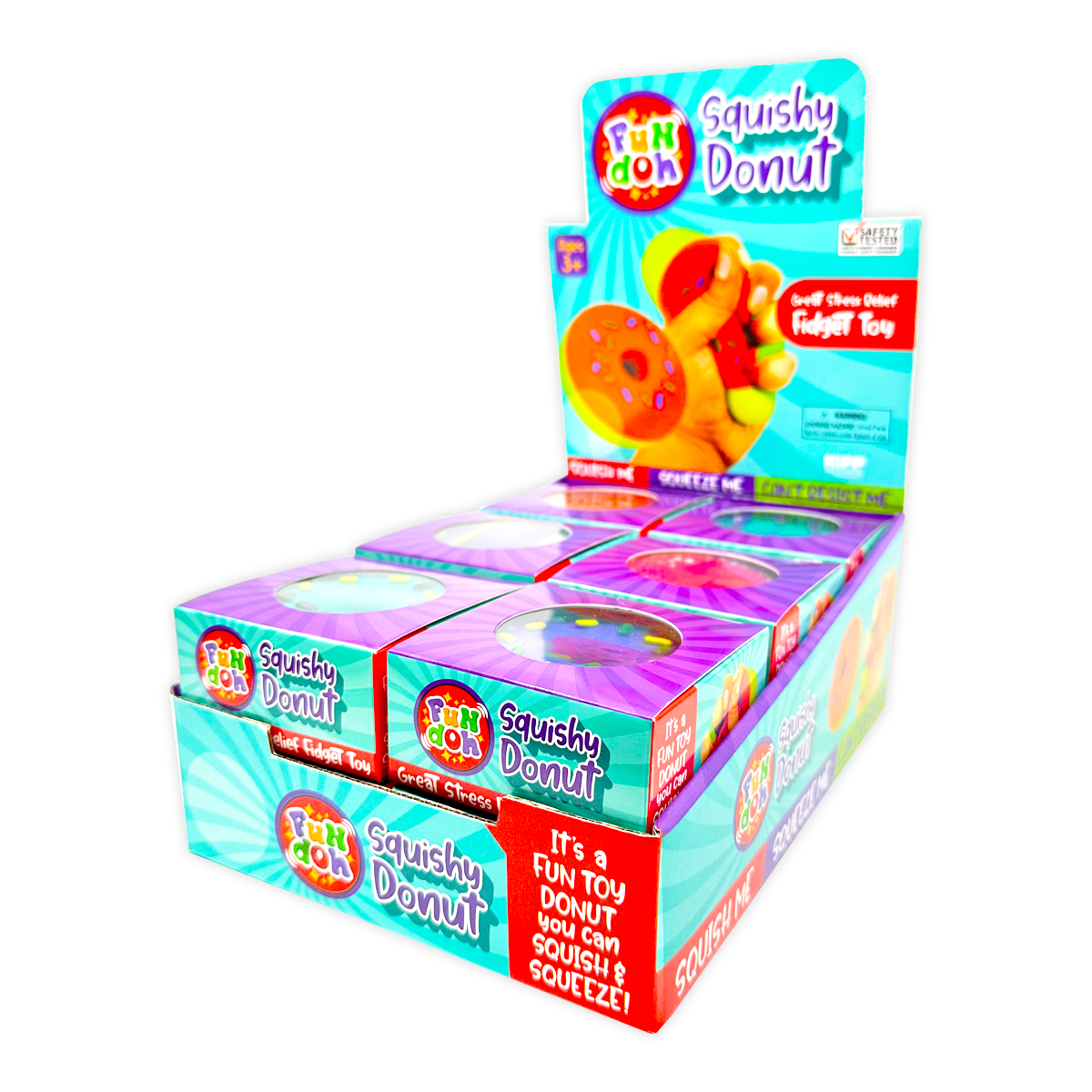 Fun Doh Squishy Fidget Donut Boxed Assortment - 12/Display: Wholesale Price