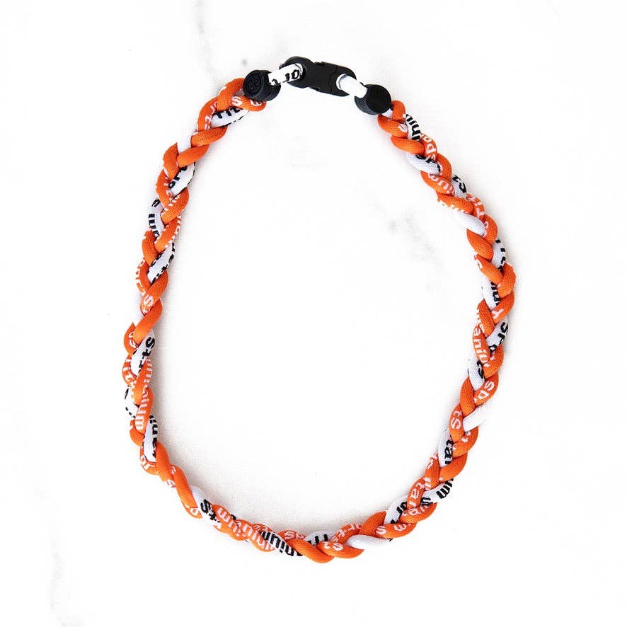 Braided Sports Necklace | Orange + White