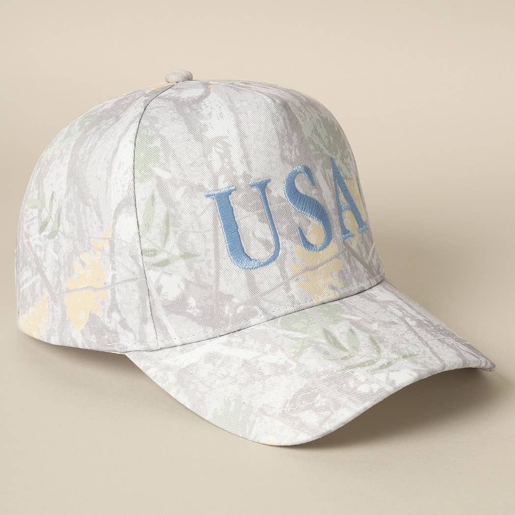 USA Letter Embroidery Camo Print Baseball Cap: BEIGE CAMO-BEIGE / ONE SIZE