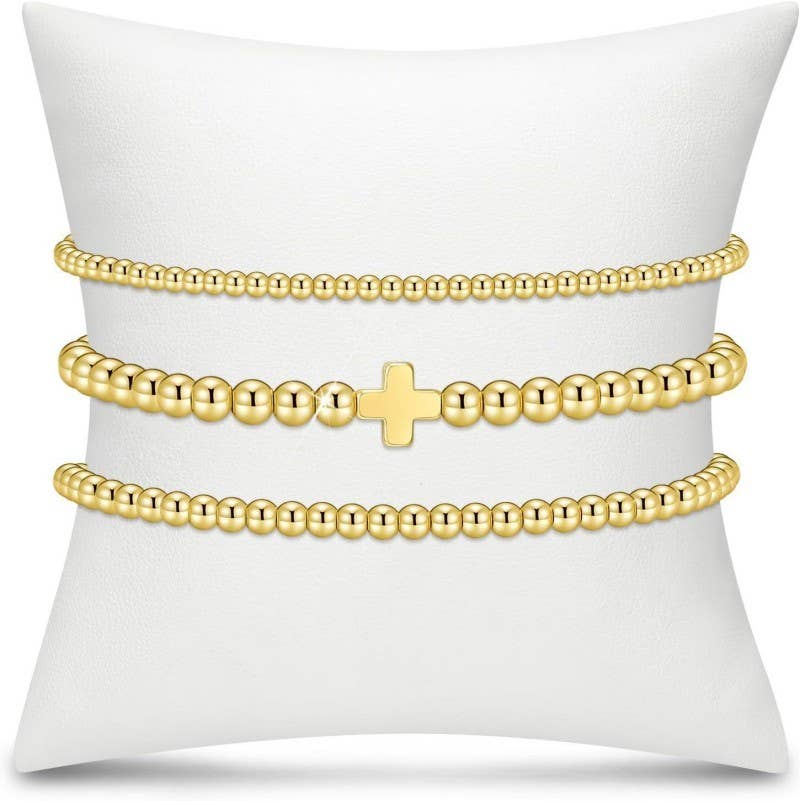 CROSS MULTILAYER BALL CHAIN BRACELET | 40B5165: GOLD