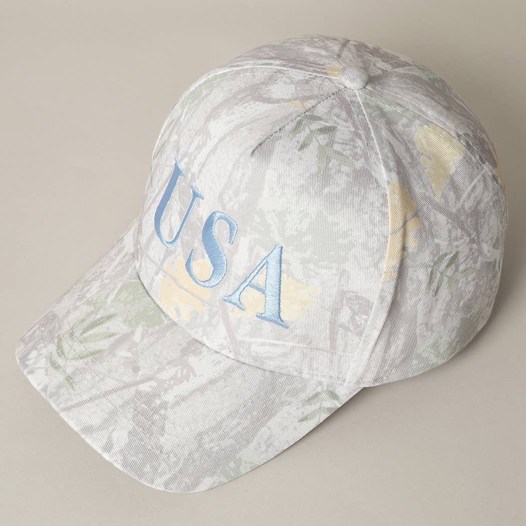 USA Letter Embroidery Camo Print Baseball Cap: BEIGE CAMO-BEIGE / ONE SIZE