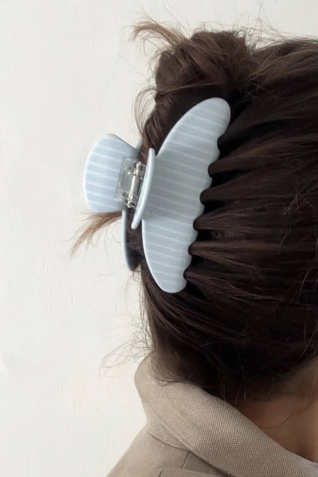 JUMBO STRIPE PLAID OVAL HAIR CLAW CLIPS | 40H1020: STRIPE PINK