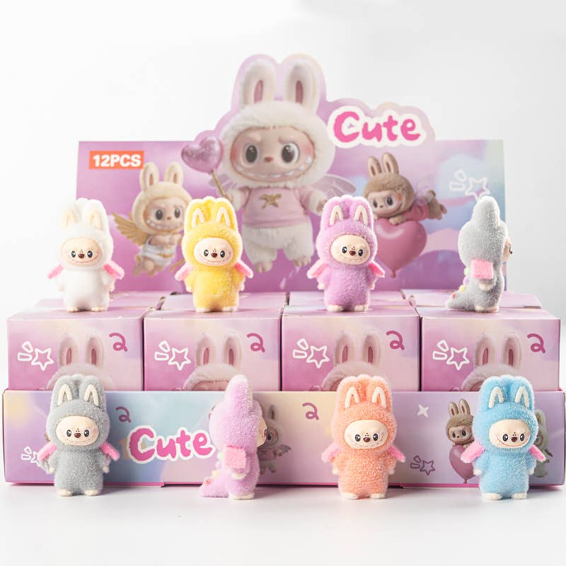 Flocking cute monster ornaments Gift Blind Box-12pcs: Skateboard