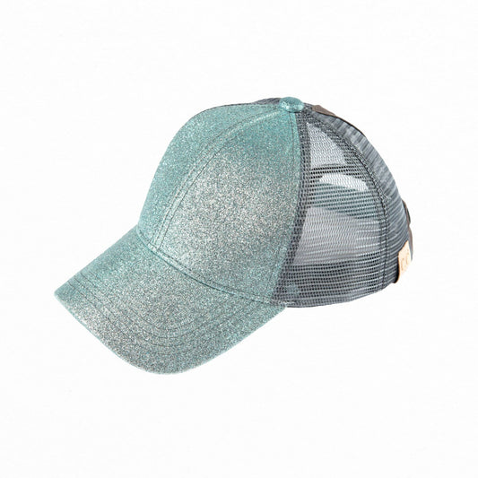 CC Kids Glitter Pony Caps ( KIDS BT-6 ): Mint / C.C KIDS ® Tag || Fits Size 1T - 4T || (Head Circumference 17" - 20”)