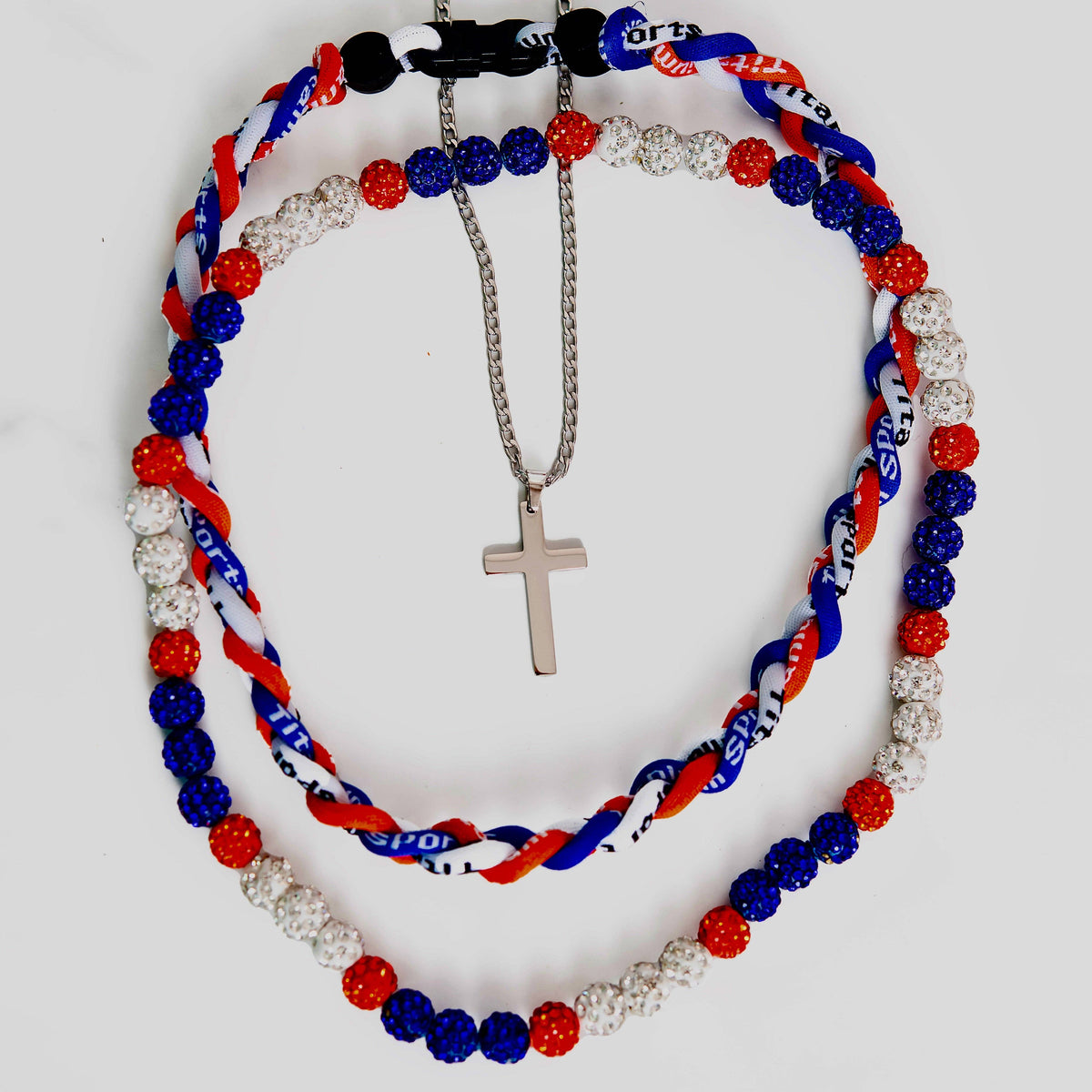Bling Baseball Necklace: Purple and White