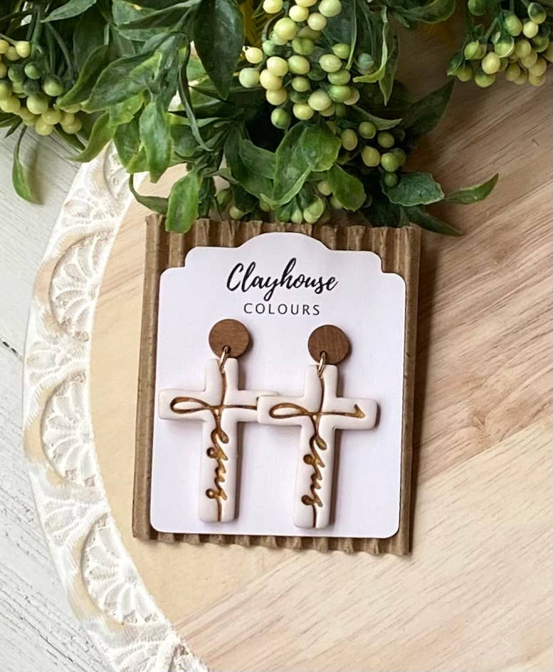 Religious Earrings : Cross with Heart