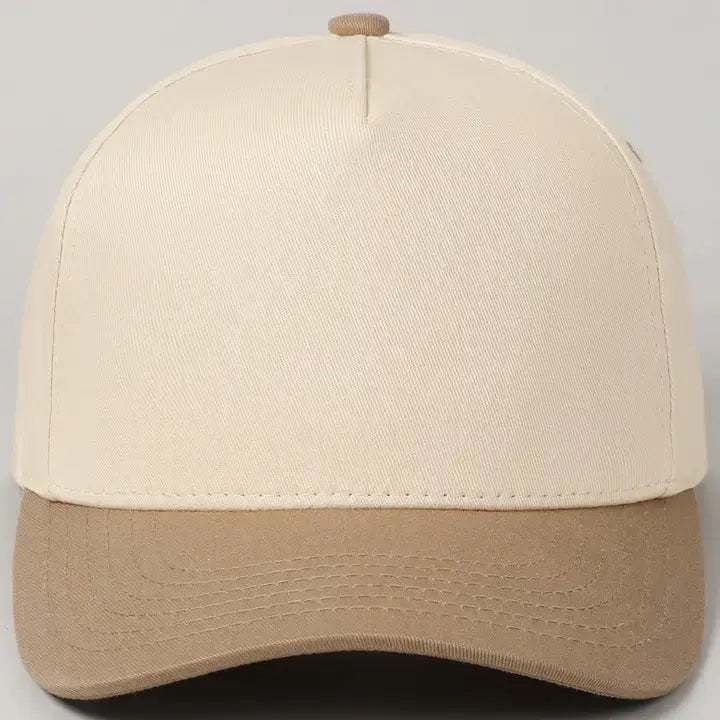Kids Plain Two Tone Canvas Cotton Baseball Cap : SKY BLUE / ONE SIZE