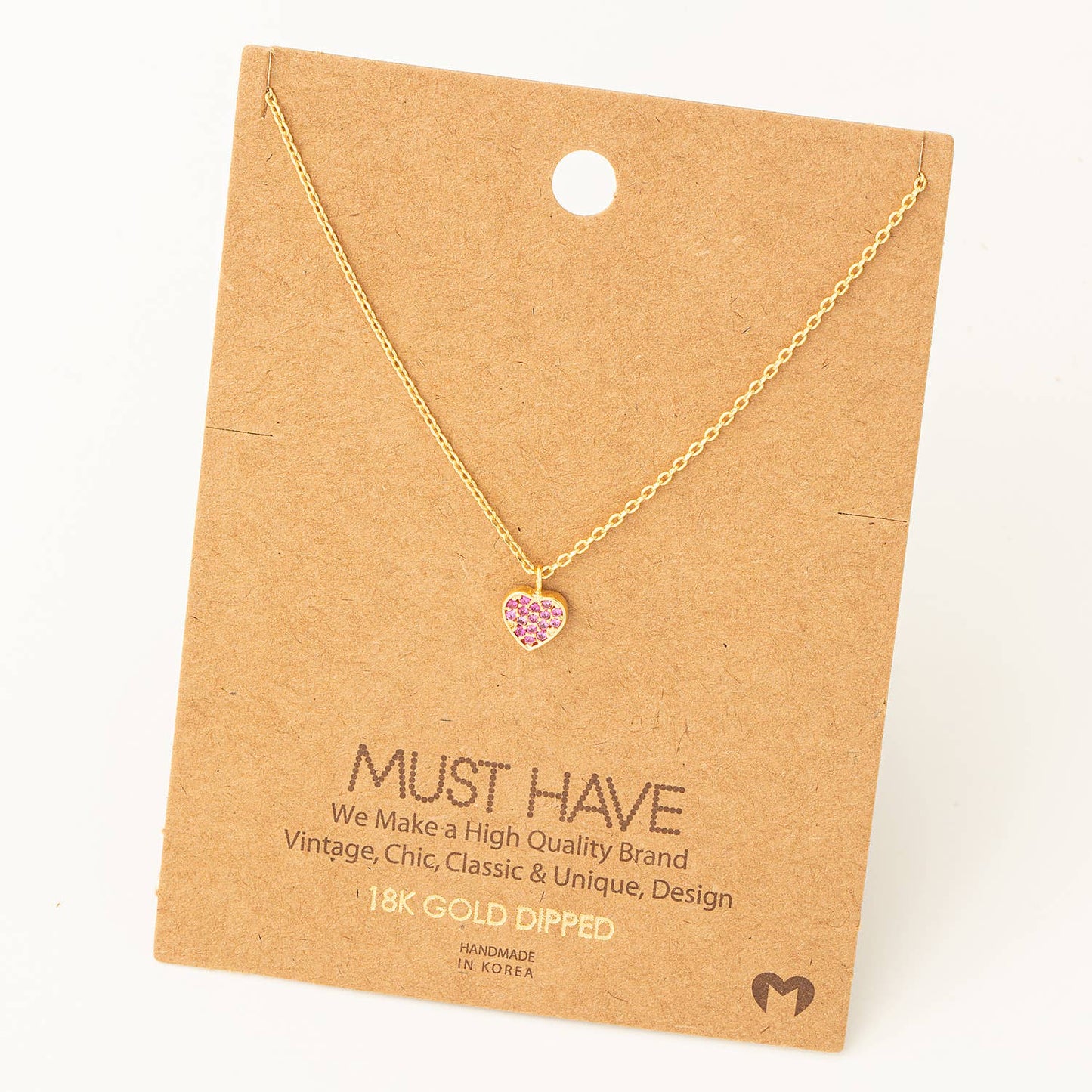 Pave Mini Heart Pendant Necklace: S