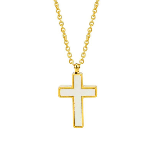 18K STAINLESS STEEL TARNISH FREE CROSS NECKLACE | 40NK9485: GOLD