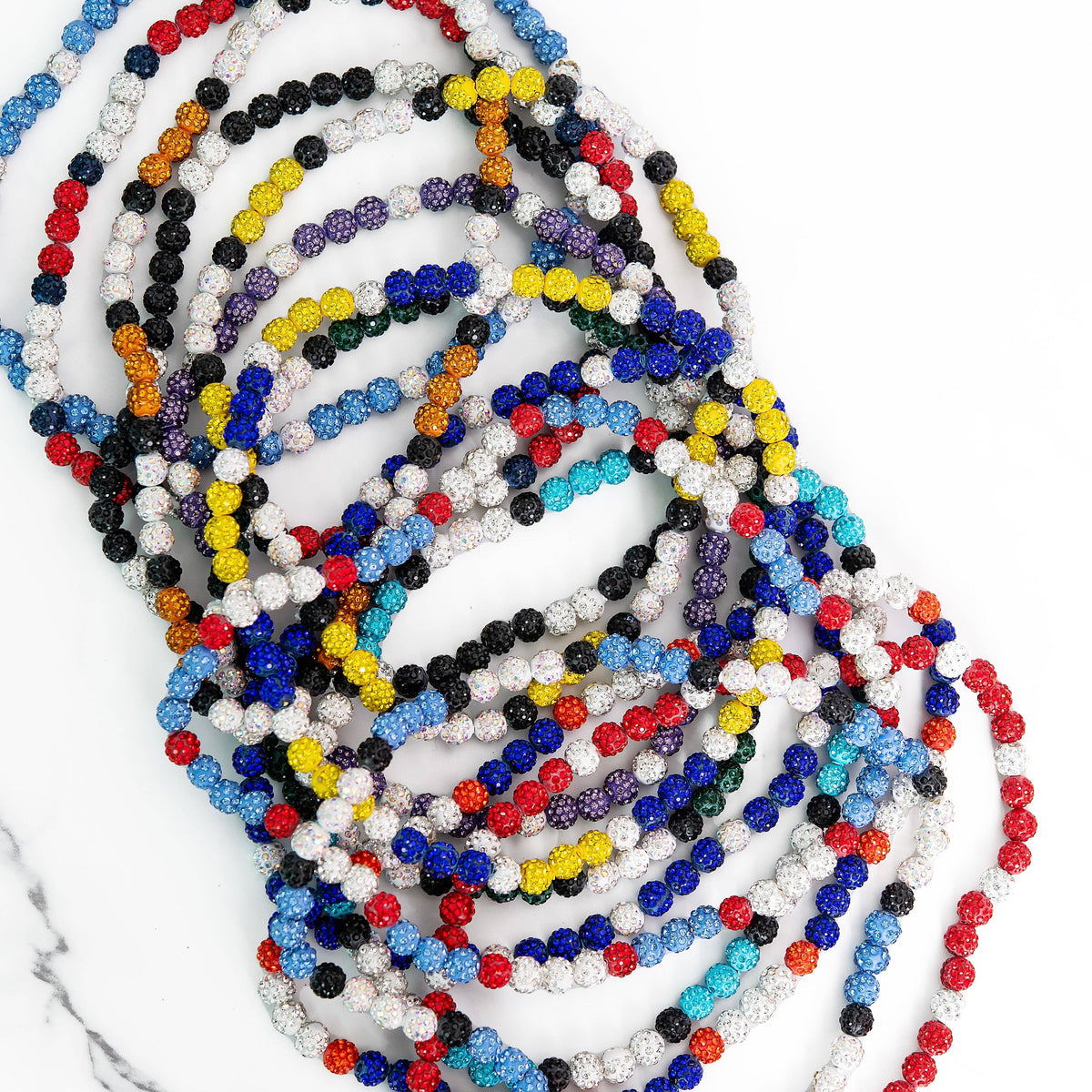 Bling Baseball Necklace: Yellow Blue and White