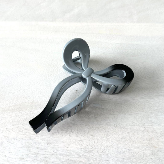 Bow Claw Coquette Hair Clip Accessory Ombre Gray Black