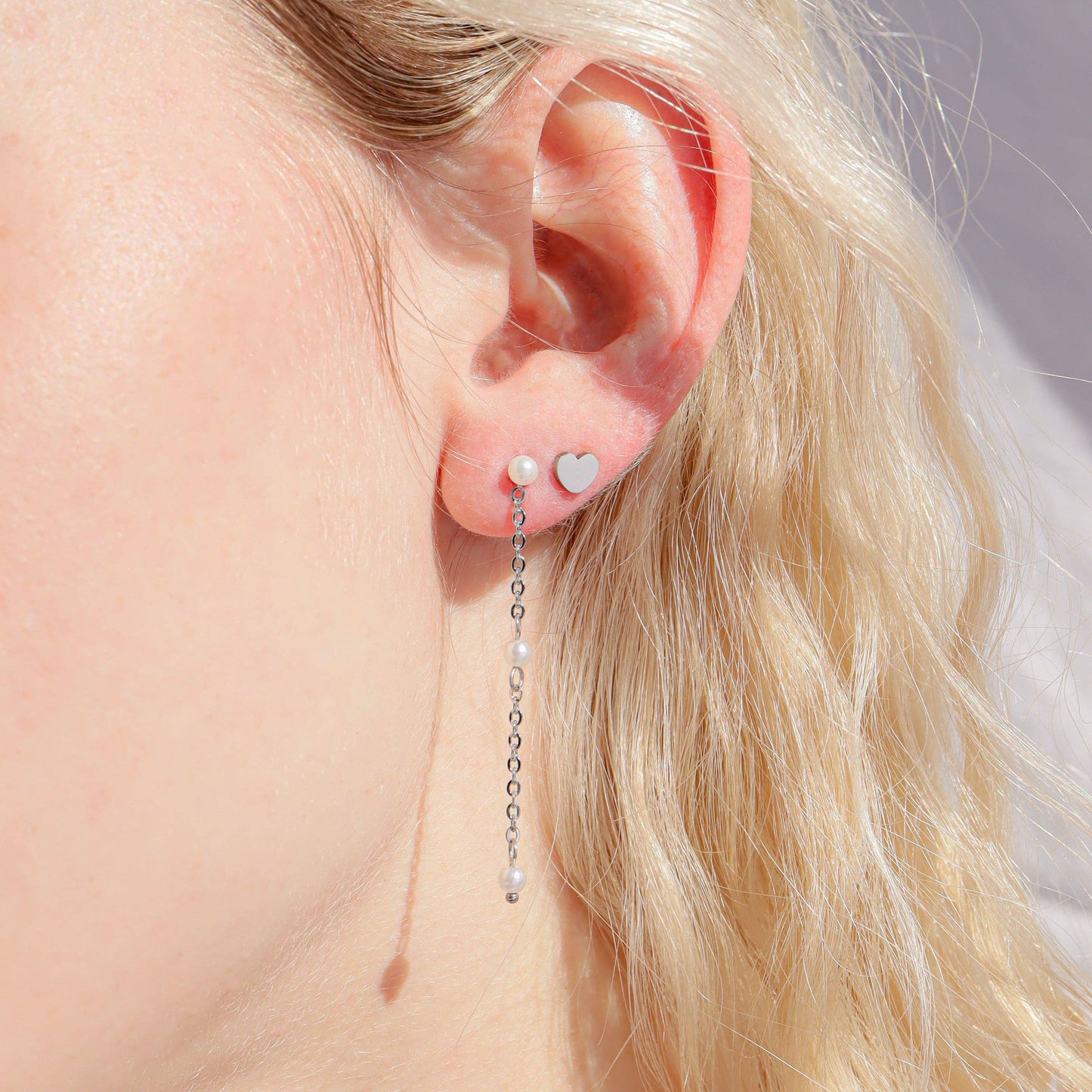 18K Gold PVD Stainless Steel Heart Stud Earrings: Gold