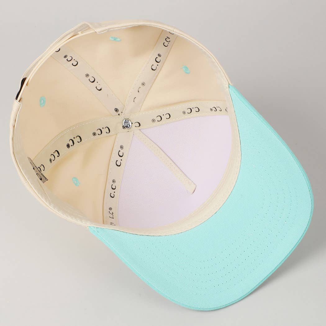 Kids Plain Two Tone Canvas Cotton Baseball Cap : LT PINK / ONE SIZE