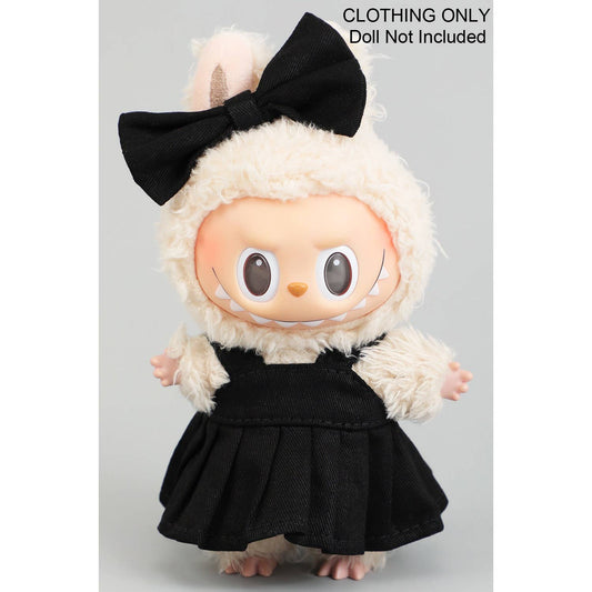 PLEATED DRESS WITH MATCHING BOW LABUBU OUTFIT ONLY: Black / 1 SIZE