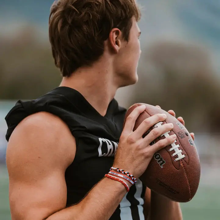 "Game Day" Red/White/Black Hair Bracelets: Large