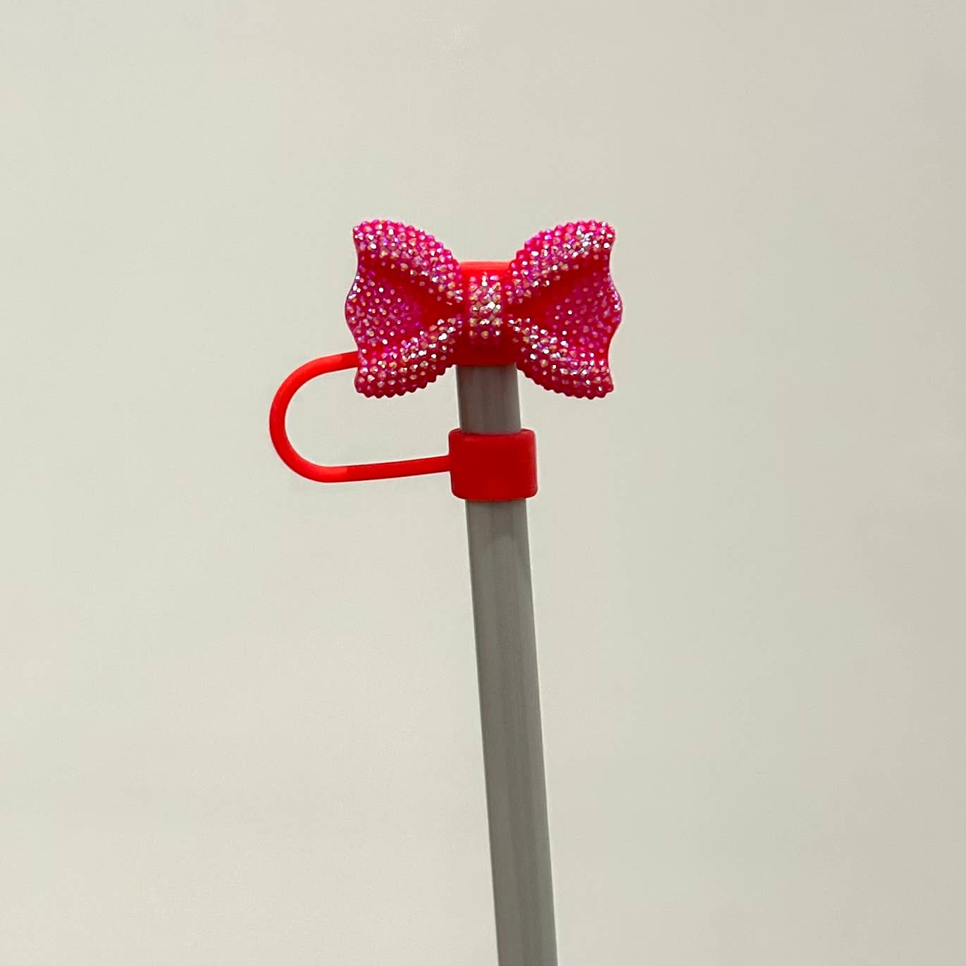 Straw Cover Acrylic Bow Coquette Red 10mm