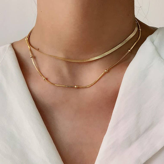 STAINLESS STEEL WATERPROOF TARNISH FREE NECKLACE | 40NK320: Gold