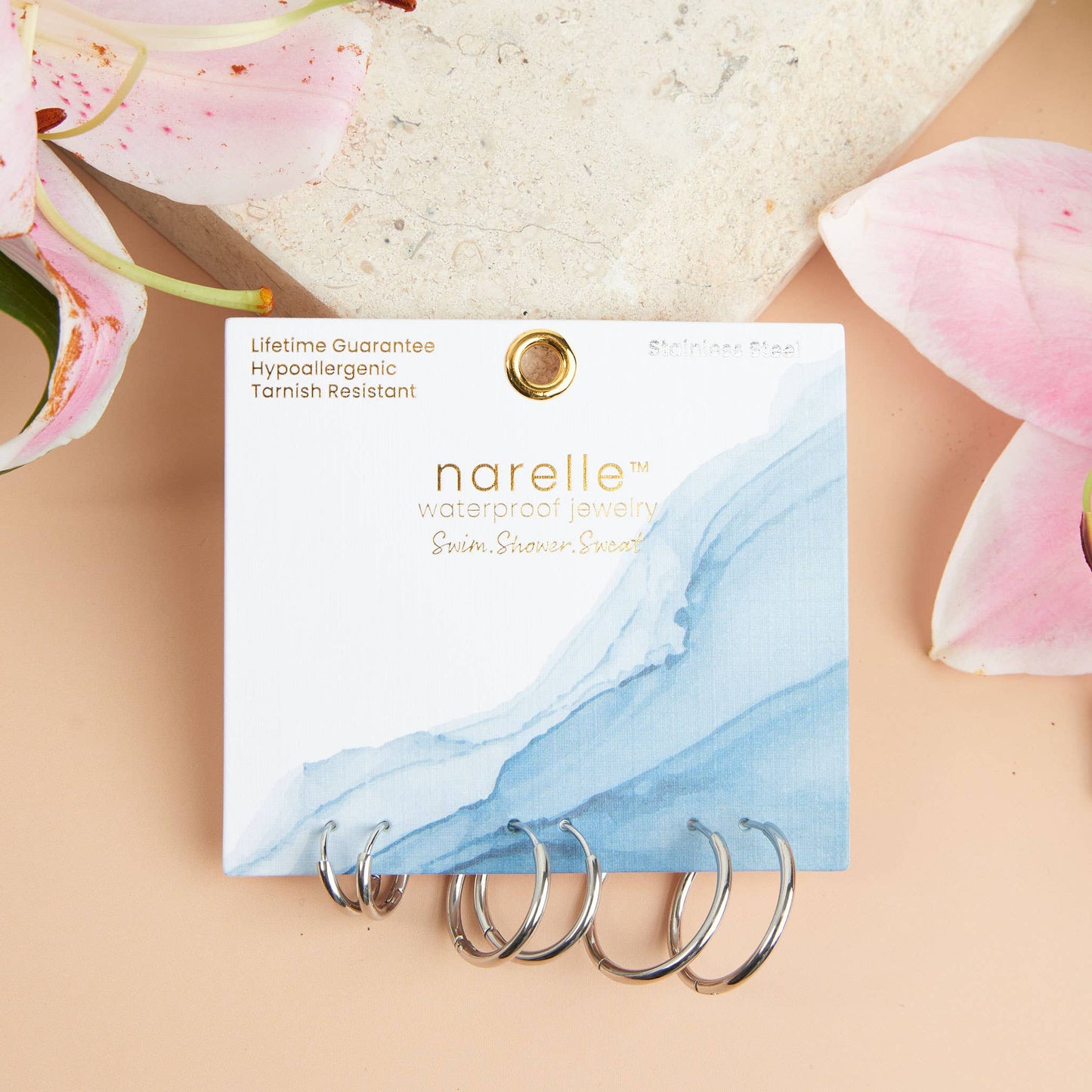 Narelle Waterproof Classic Hoop Earring Trio: Yellow Gold