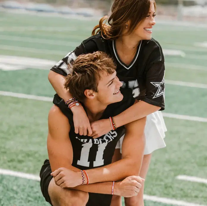 "Game Day" Red/White/Black Hair Bracelets: Large