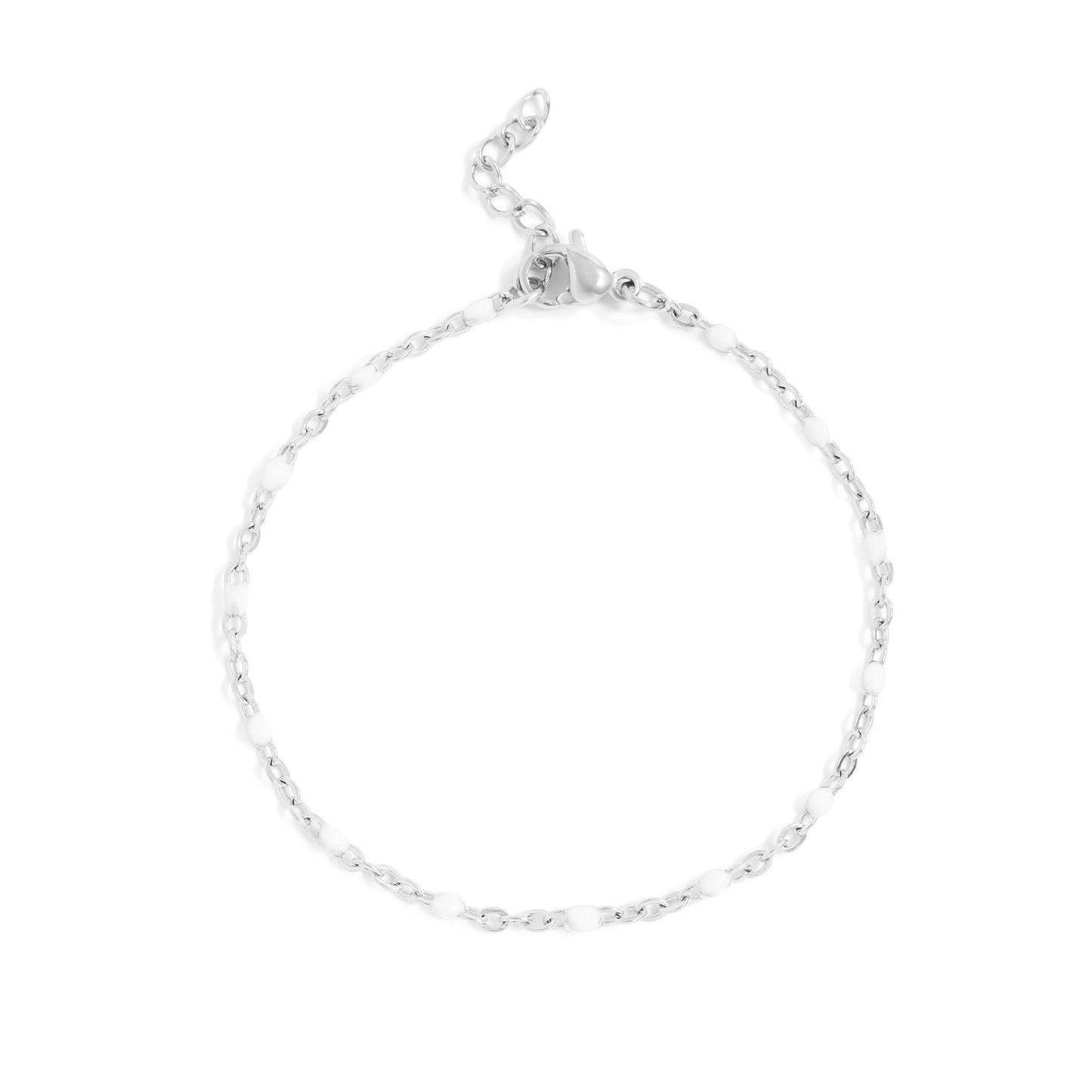 18K Gold PVD Stainless Steel White Confetti Chain Bracelet: Gold