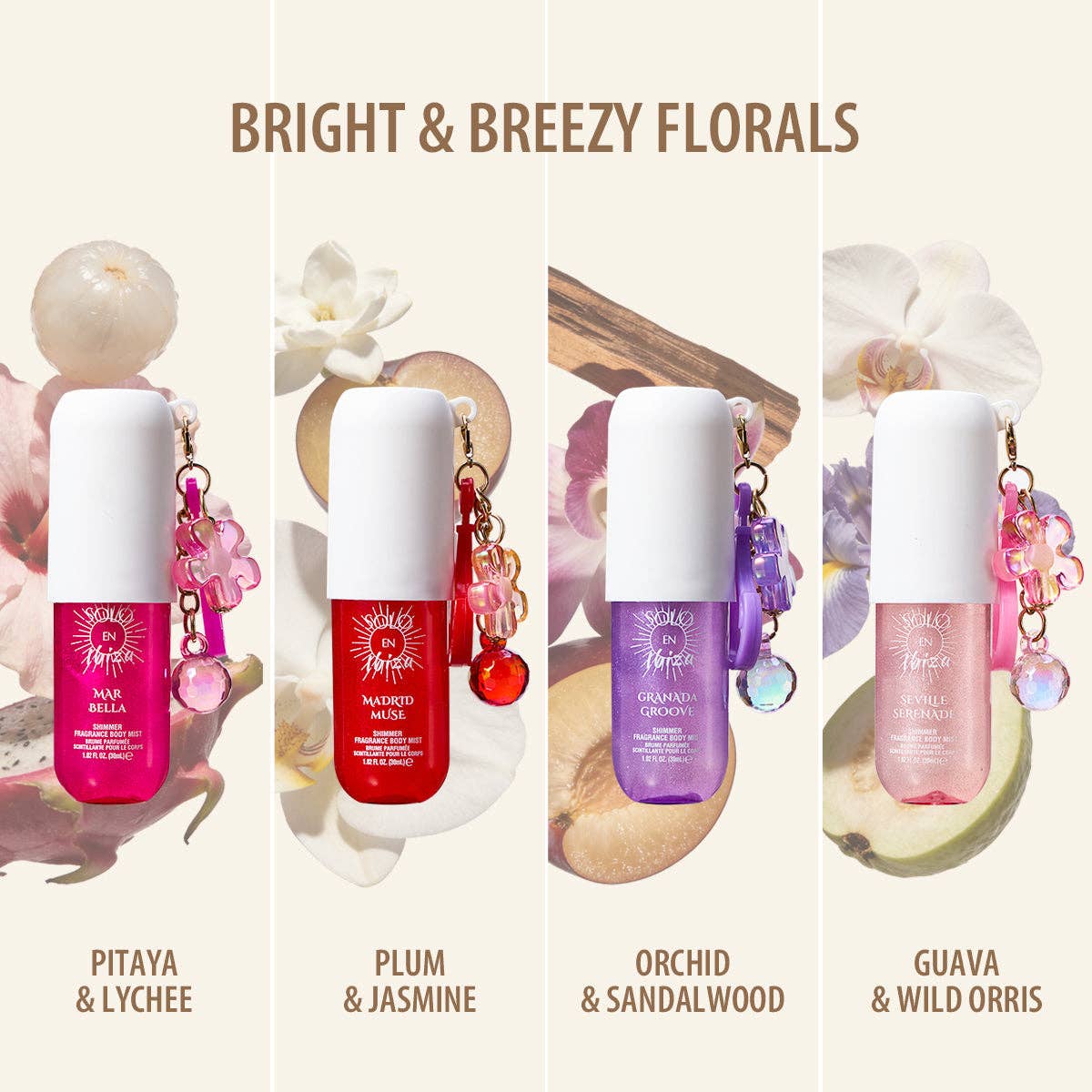 Fragrance Body Mist with Charm Keychain PDQ Display Case 24