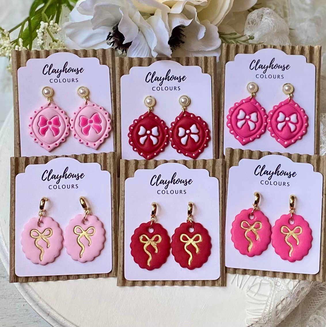 Bow Earrings : Hoop Light Pink