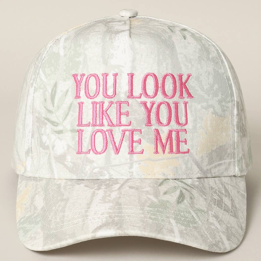 You Look Like You Love Me Embroidery Camo Cap: BEIGE CAMO-BROWN / ONE SIZE