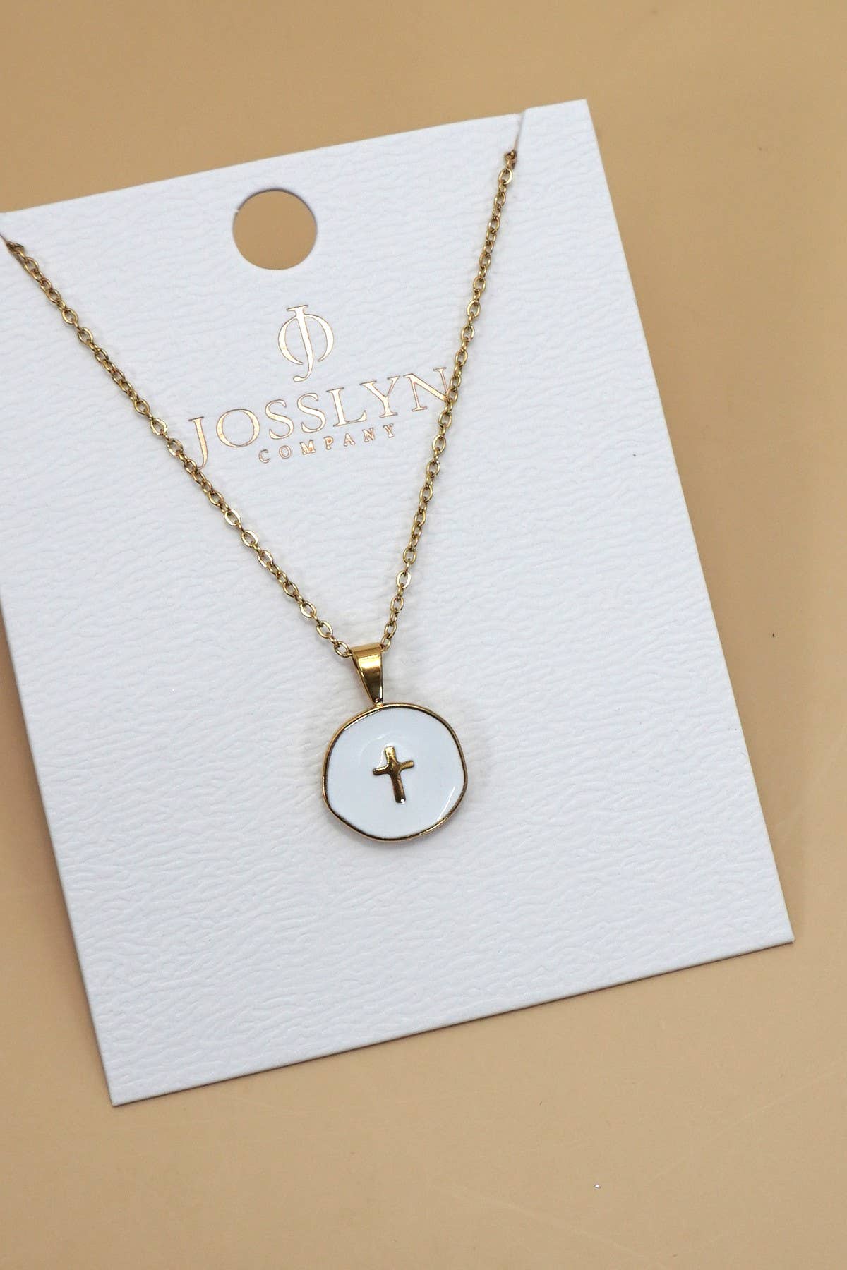 18K STAINLESS STEEL TARNISH FREE CROSS NECKLACE | 40NK9527: HEART GOLD