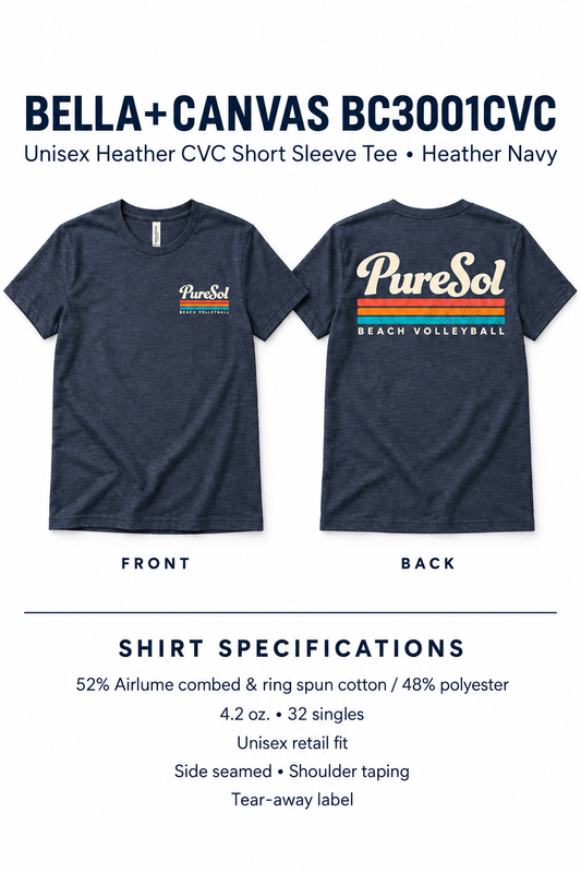 PureSol Beach Volleyball Heather Navy Tee
