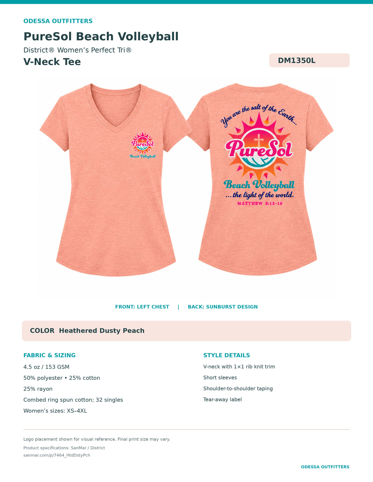 PureSol Beach Volleyball V-Neck Or Tank Top