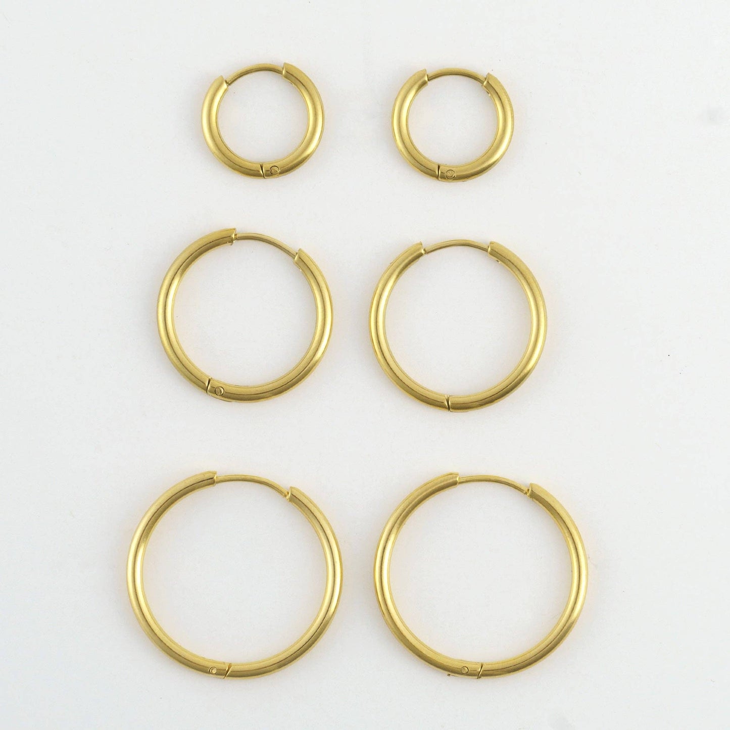 Narelle Waterproof Classic Hoop Earring Trio: Yellow Gold