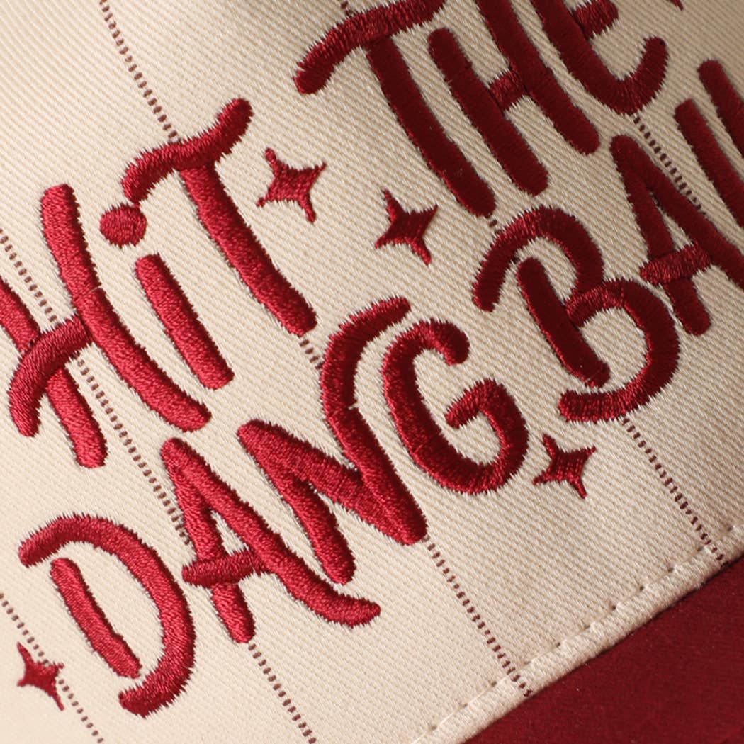 HIT THE DANG BALL Embroidered Two-Tone Pinstripe Trucker Hat: NAVY / ONE SIZE