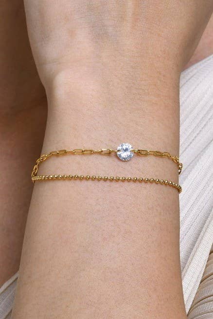 18K STAINLESS STEEL TARNISH FREE HEART BRACELET | 40B5147: Gold
