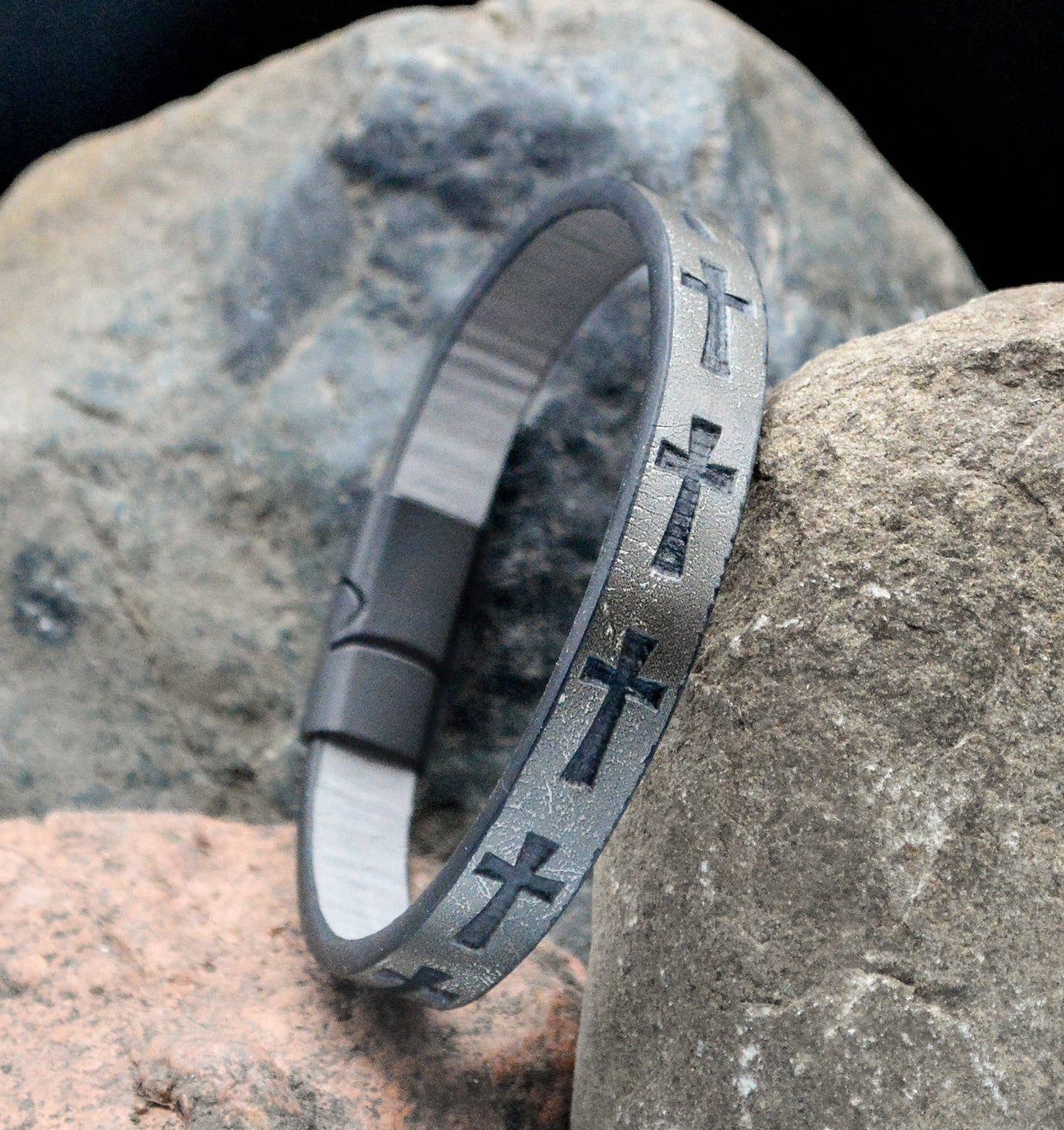 Cross Grey Stamped - Eden Merry Bracelet