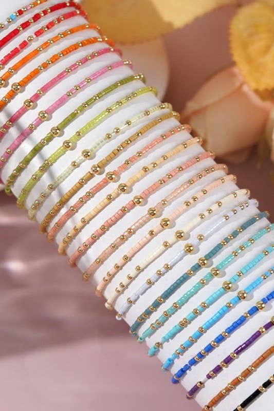 BOHO COLORFUL BALL BEADED BRACELET | 40B5178: PEACH