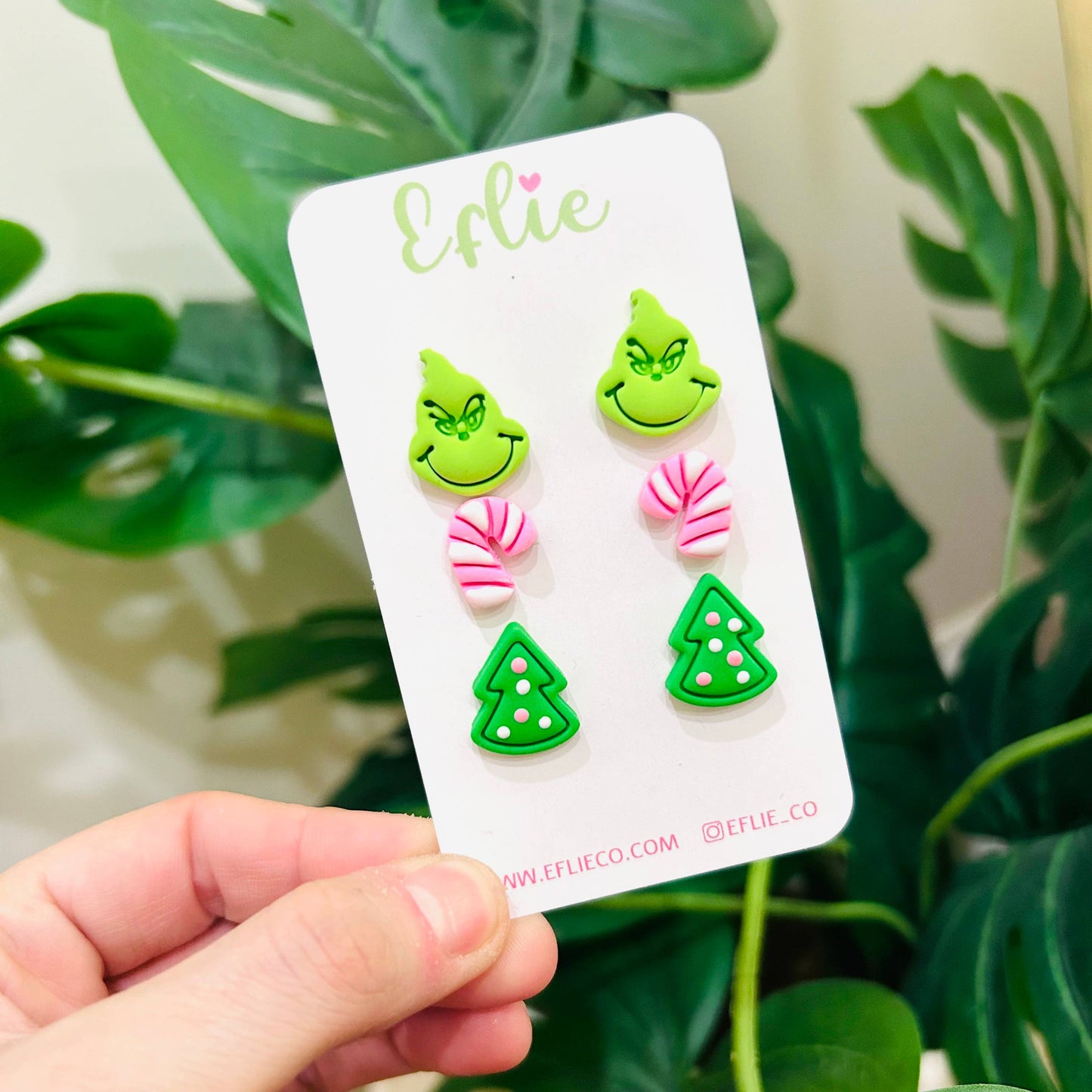 Christmas Grinch Studs Earrings | Cat In Hat Jewelry Gift