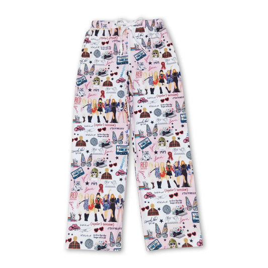 Pink butterfly pants singer adult women sleep bottom: S