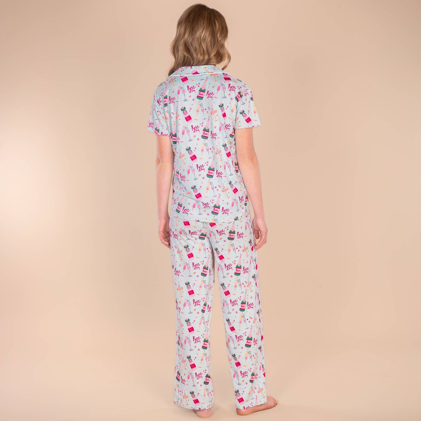 Rosé All Day Pajama Pants | Blue Blush Wine PJ Bottoms: L