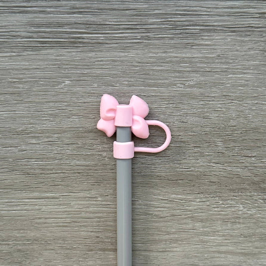 Straw Cover Topper Pink Bow 10mm