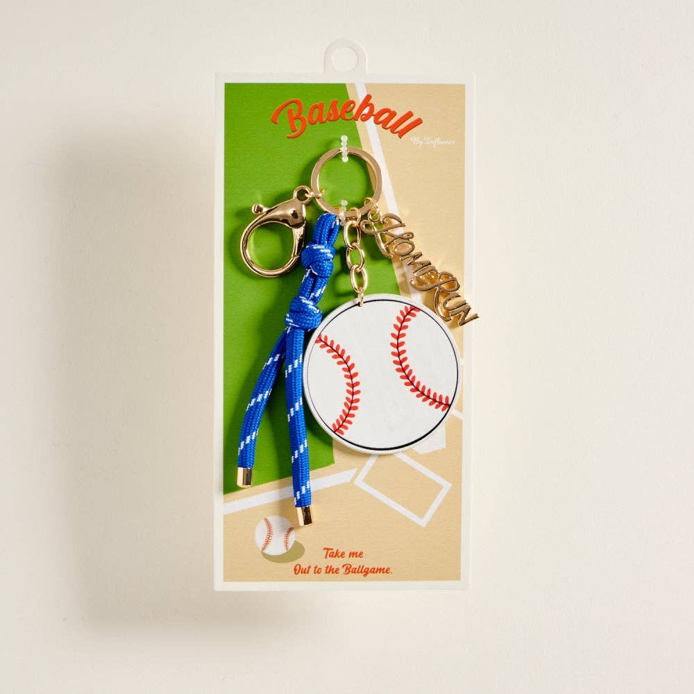 7 Inch Leather Baseball Homerun Charm Keychain Bag Charm: Blue / ONE