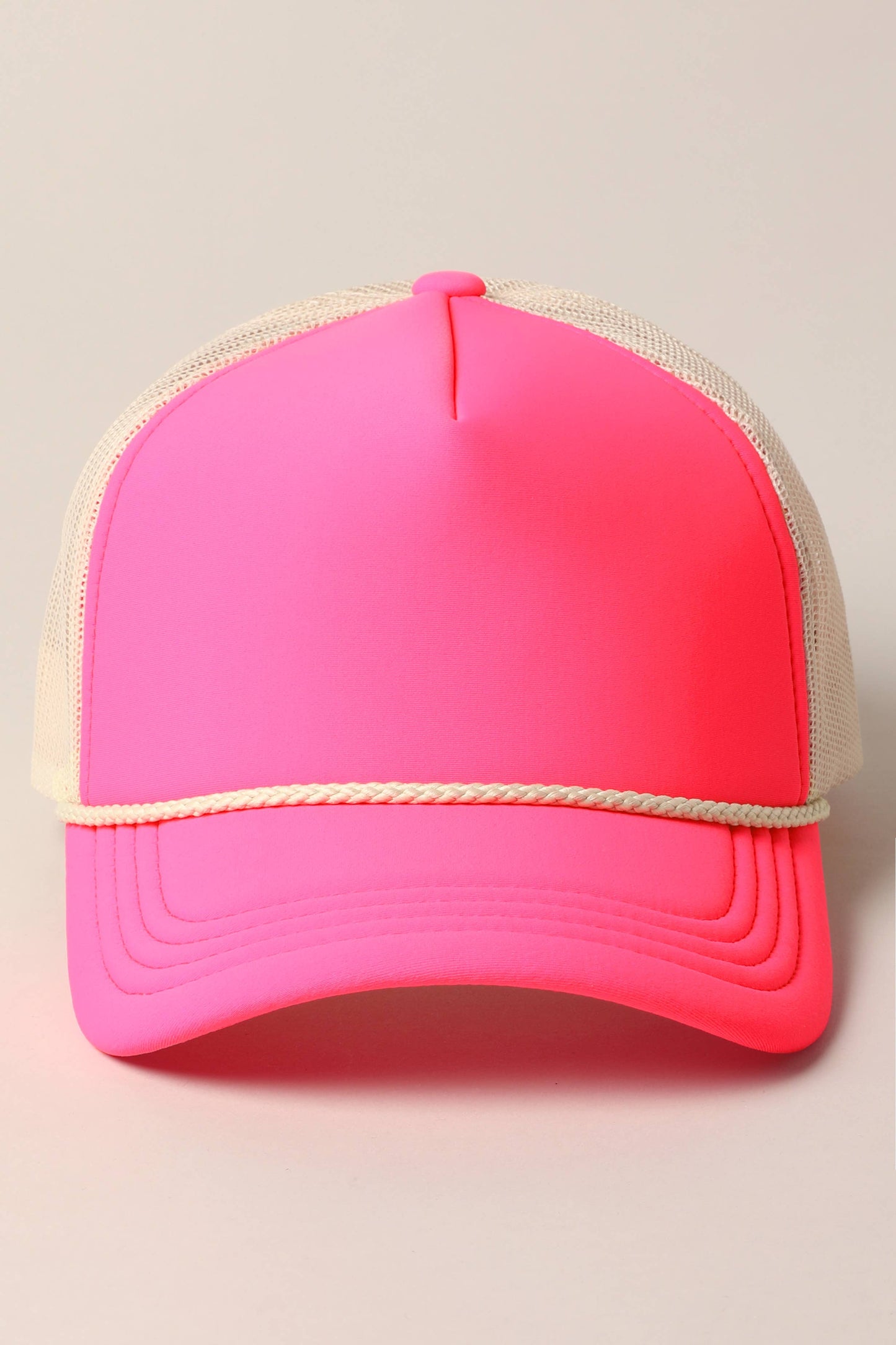 Plain Foam Rope Mesh Back Trucker Hat : BLK-STN / ONESIZE