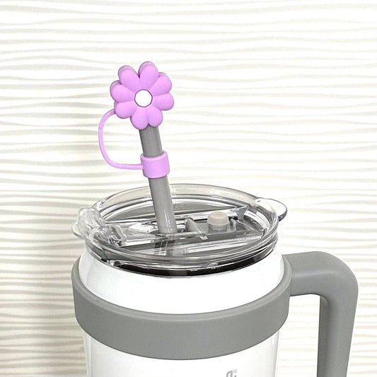 Straw Cover Purple Daisy Flower 10mm