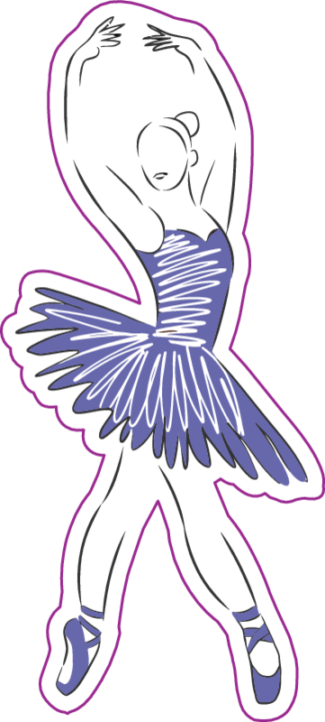 Ballerina Silhouette Dance Sticker, 1.9" x 4": Pink