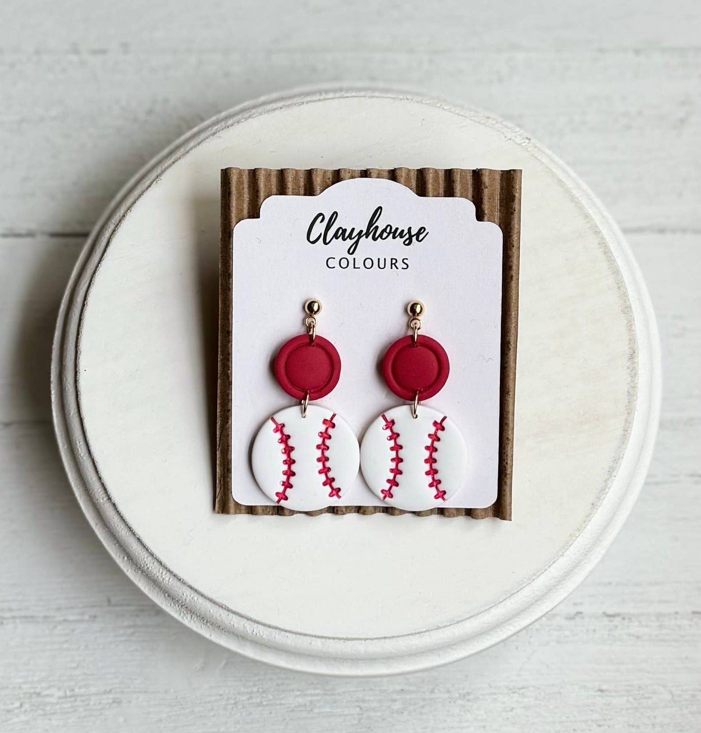Baseball Earrings: Baseball Hoops